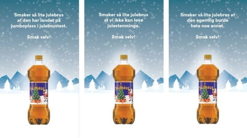 KRYPER TIL KORSET: Coca-Cola erkjenner at deres julebrus ikke faller helt i smak. Foto: (Coca Cola Norge)