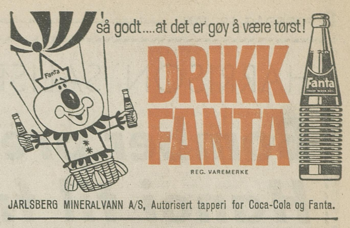 Fanta-annonse i Arbeiderbladet, torsdag 12. januar 1967